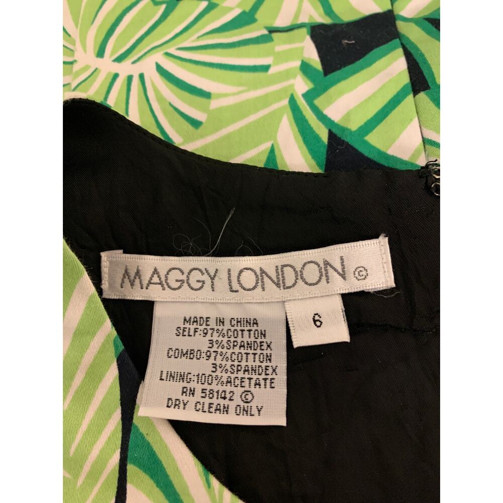 Maggy London Dress Shift Tropical Palm Causal Business Womens SZ 6 - Picture 4 of 8